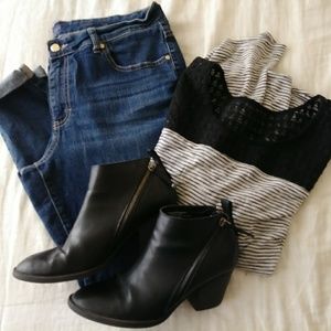 Black and White Stripped Long Sleeve Top